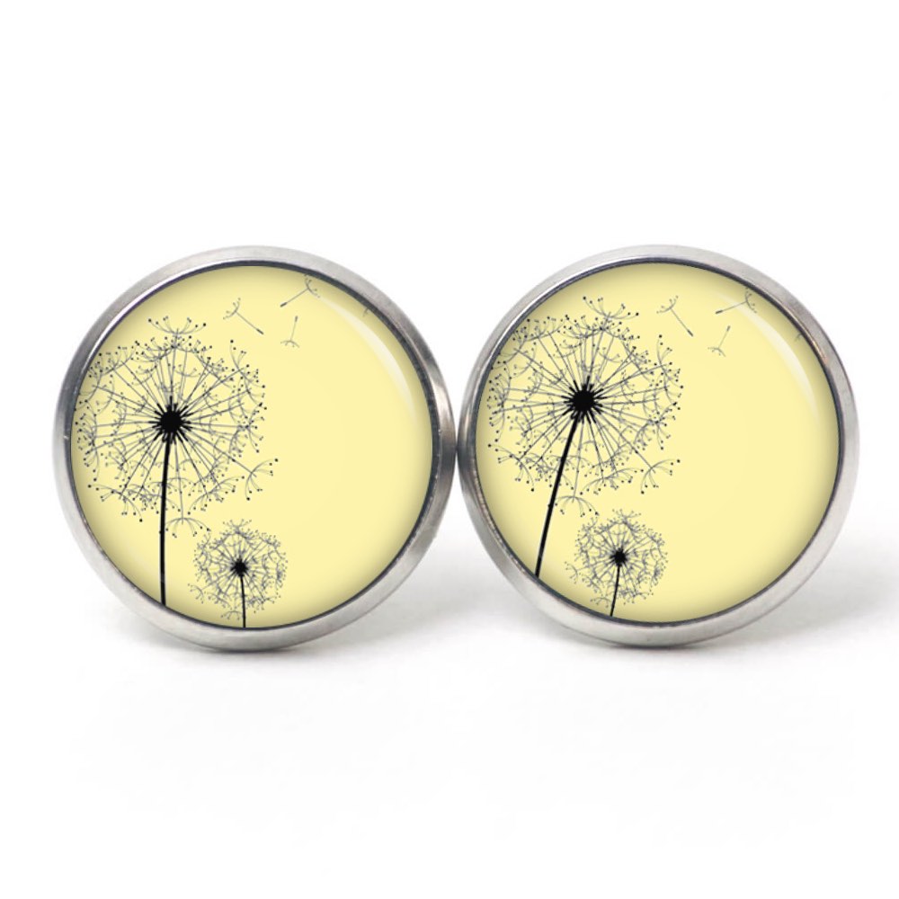 Ohrstecker, Ohrhänger, Clipse & Druckknopf – Motiv Große Pusteblume Gelb – Schmuck aus Edelstahl Ohrstecker, Ohrhänger, Clipse & Druckknopf – Motiv Große Pusteblume Gelb – Schmuck aus Edelstahl