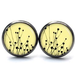 Ohrstecker, Ohrhänger, Clipse & Druckknopf – Motiv abstrakte Blüten Gelb Schwarz – Schmuck aus Edelstahl Ohrstecker, Ohrhänger, Clipse & Druckknopf - Motiv abstrakte Blüten Gelb Schwarz - Schmuck aus Edelstahl