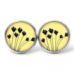 Ohrstecker, Ohrhänger, Clipse & Druckknopf – Motiv zarte gelbe Tulpen Gelb Schwarz – Schmuck aus Edelstahl