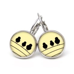 Ohrstecker, Ohrhänger, Clipse & Druckknopf – Motiv Ohrringe 3 Vögel auf dem Drahtseil gelb – Schmuck aus Edelstahl Ohrstecker, Ohrhänger, Clipse & Druckknopf – Motiv Ohrringe 3 Vögel auf dem Drahtseil gelb – Schmuck aus Edelstahl
