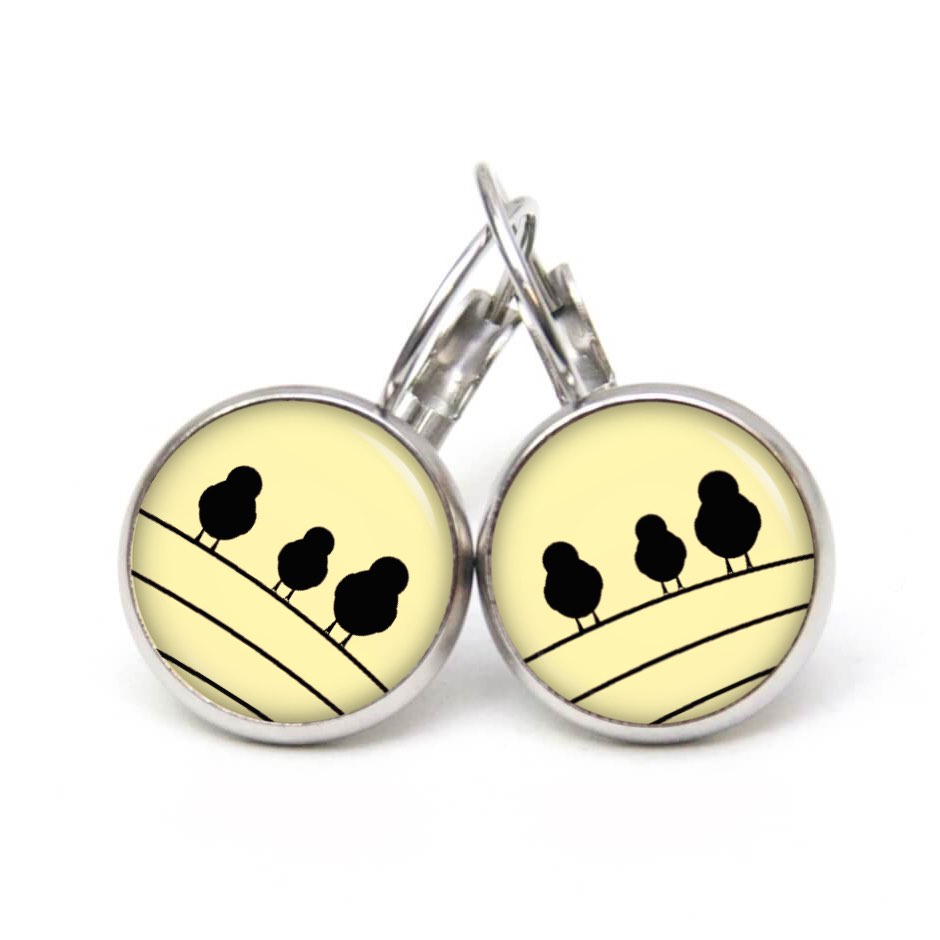 Ohrstecker, Ohrhänger, Clipse & Druckknopf – Motiv Ohrringe 3 Vögel auf dem Drahtseil gelb – Schmuck aus Edelstahl Ohrstecker, Ohrhänger, Clipse & Druckknopf – Motiv Ohrringe 3 Vögel auf dem Drahtseil gelb – Schmuck aus Edelstahl