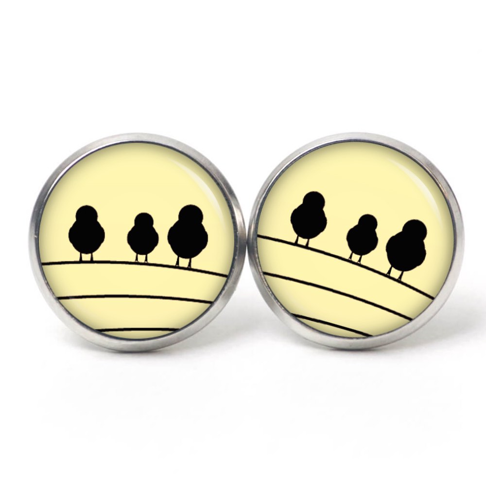 Ohrstecker, Ohrhänger, Clipse & Druckknopf – Motiv Ohrringe 3 Vögel auf dem Drahtseil gelb – Schmuck aus Edelstahl Ohrstecker, Ohrhänger, Clipse & Druckknopf – Motiv Ohrringe 3 Vögel auf dem Drahtseil gelb – Schmuck aus Edelstahl