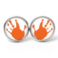Ohrstecker, Ohrhänger, Clipse & Druckknopf – Motiv Hand orange – Schmuck aus Edelstahl