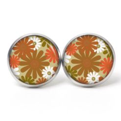 Ohrstecker, Ohrhänger, Clipse & Druckknopf – Motiv Blumen Braun Orangerot – Schmuck aus Edelstahl