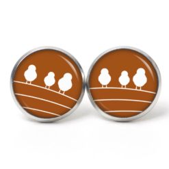 Ohrstecker, Ohrhänger, Clipse & Druckknopf – Motiv 3 Tauben am Drahtseil Braun – Schmuck aus Edelstahl