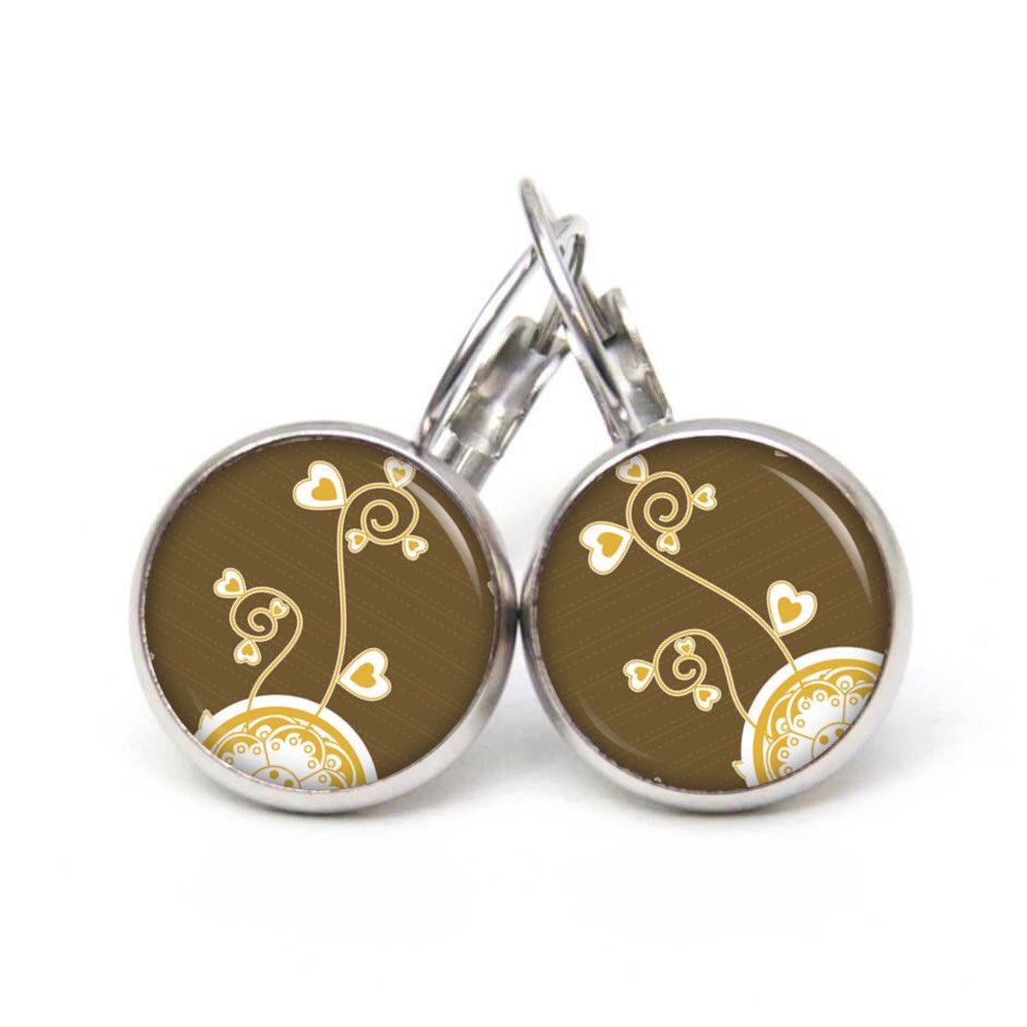 Ohrstecker, Ohrhänger, Clipse & Druckknopf – Motiv endlose Liebe Braun Beige – Schmuck aus Edelstahl Ohrstecker, Ohrhänger, Clipse & Druckknopf – Motiv endlose Liebe Braun Beige – Schmuck aus Edelstahl