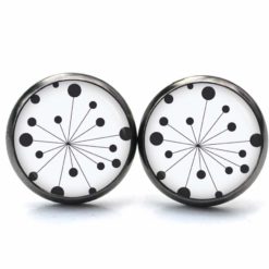 Ohrstecker, Ohrhänger, Clipse & Druckknopf – Motiv Retro Pusteblume Schwarz Weiß – Schmuck aus Edelstahl Ohrstecker, Ohrhänger, Clipse & Druckknopf - Motiv Retro Pusteblume Schwarz Weiß - Schmuck aus Edelstahl