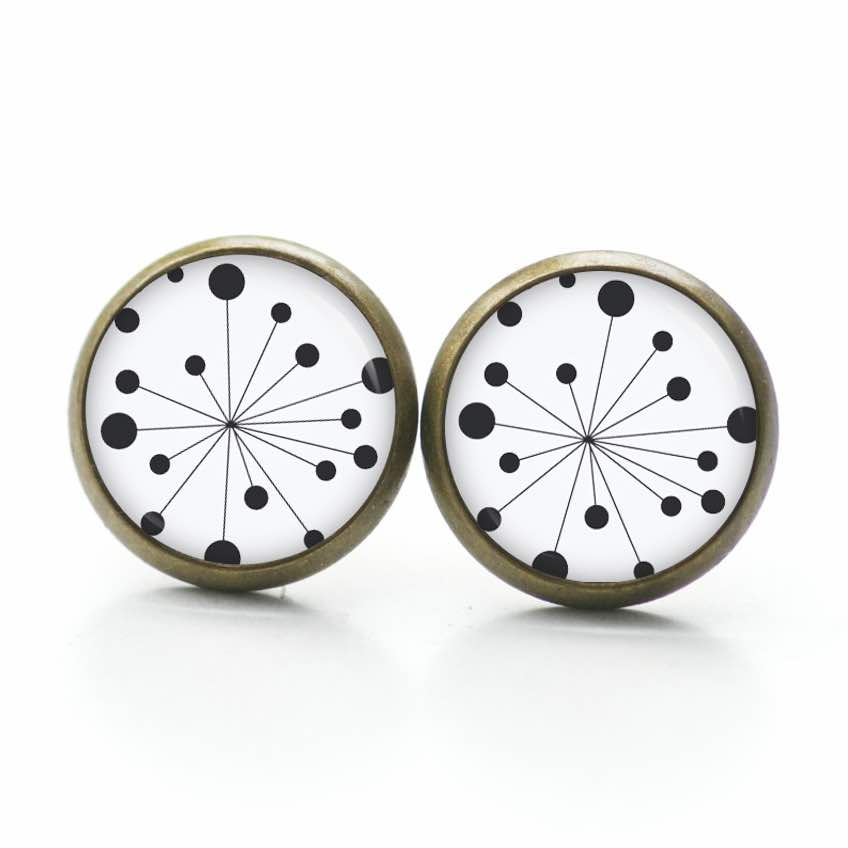 Ohrstecker, Ohrhänger, Clipse & Druckknopf – Motiv Retro Pusteblume Schwarz Weiß – Schmuck aus Edelstahl Ohrstecker, Ohrhänger, Clipse & Druckknopf - Motiv Retro Pusteblume Schwarz Weiß - Schmuck aus Edelstahl