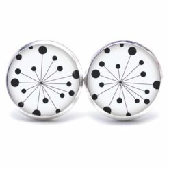 Ohrstecker, Ohrhänger, Clipse & Druckknopf - Motiv Retro Pusteblume Schwarz Weiß  - Schmuck aus Edelstahl