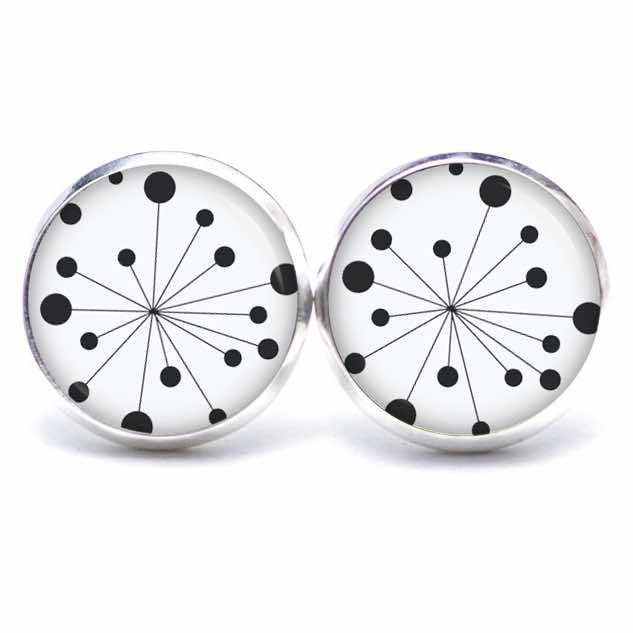 Ohrstecker, Ohrhänger, Clipse & Druckknopf – Motiv Retro Pusteblume Schwarz Weiß – Schmuck aus Edelstahl Ohrstecker, Ohrhänger, Clipse & Druckknopf - Motiv Retro Pusteblume Schwarz Weiß - Schmuck aus Edelstahl