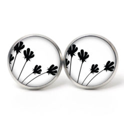 Ohrstecker, Ohrhänger, Clipse & Druckknopf - Motiv Tulpen schwarz weiß - Schmuck aus Edelstahl