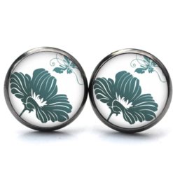Druckknopf Ohrstecker Ohrhänger große türkis blaue Blume Druckknopf Ohrstecker Ohrhänger große türkis blaue Blume