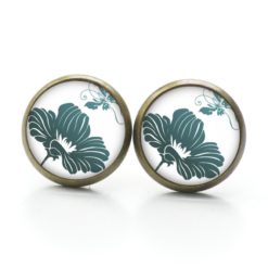 Druckknopf Ohrstecker Ohrhänger große türkis blaue Blume Druckknopf Ohrstecker Ohrhänger große türkis blaue Blume