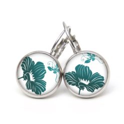 Druckknopf Ohrstecker Ohrhänger große türkis blaue Blume Druckknopf Ohrstecker Ohrhänger große türkis blaue Blume
