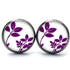 Ohrstecker, Ohrhänger, Clipse & Druckknopf – Motiv Blumenzweige Blumen Violett – Schmuck aus Edelstahl Ohrstecker, Ohrhänger, Clipse & Druckknopf – Motiv Blumenzweige Blumen Violett – Schmuck aus Edelstahl