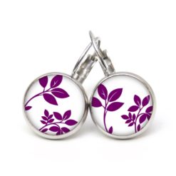 Ohrstecker, Ohrhänger, Clipse & Druckknopf – Motiv Blumenzweige Blumen Violett – Schmuck aus Edelstahl Ohrstecker, Ohrhänger, Clipse & Druckknopf – Motiv Blumenzweige Blumen Violett – Schmuck aus Edelstahl