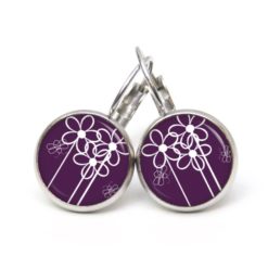 Druckknopf Ohrstecker Ohrhänger abstrakte Blumen in weiß und violett Druckknopf Ohrstecker Ohrhänger abstrakte Blumen in weiß und violett