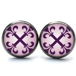 Druckknopf Ohrstecker Ohrhänger große violettes Kreuz Druckknopf Ohrstecker Ohrhänger große violettes Kreuz