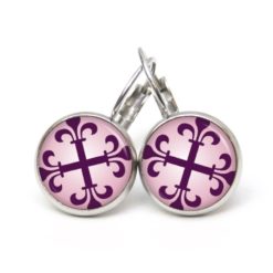 Druckknopf Ohrstecker Ohrhänger große violettes Kreuz Druckknopf Ohrstecker Ohrhänger große violettes Kreuz