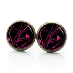 Druckknopf Ohrstecker Ohrhänger zarte knallig pinke Blumen Druckknopf Ohrstecker Ohrhänger zarte knallig pinke Blumen