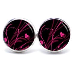 Druckknopf Ohrstecker Ohrhänger zarte knallig pinke Blumen Druckknopf Ohrstecker Ohrhänger zarte knallig pinke Blumen