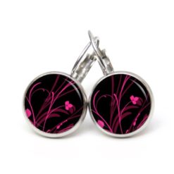 Druckknopf Ohrstecker Ohrhänger zarte knallig pinke Blumen Druckknopf Ohrstecker Ohrhänger zarte knallig pinke Blumen