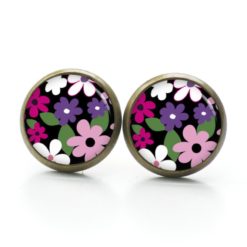 Druckknopf Ohrstecker Ohrhänger Frühlingshaftes Blumenmotiv rosa violett Druckknopf Ohrstecker Ohrhänger Frühlingshaftes Blumenmotiv rosa violett