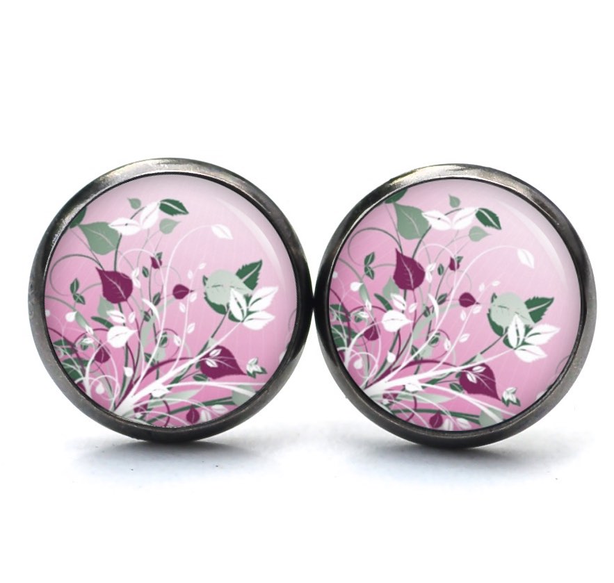 Druckknopf Ohrstecker Ohrhänger Clipse Blumenwiese Rosa Druckknopf Ohrstecker Ohrhänger Clipse Blumenwiese Rosa