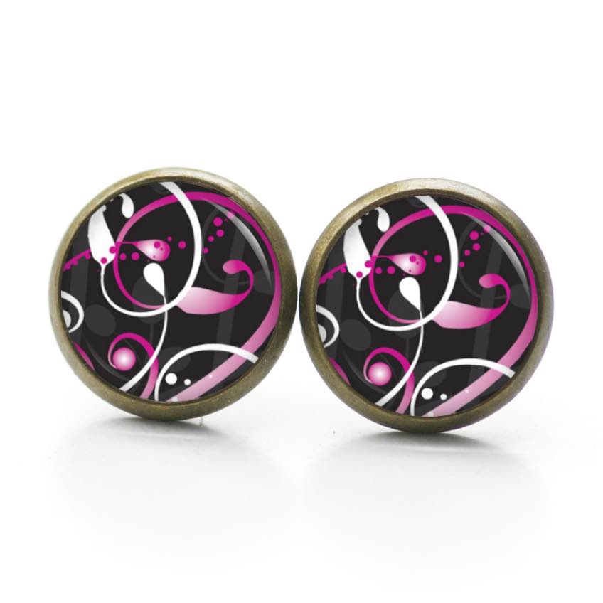 Druckknopf Ohrstecker Ohrhänger Farbenspiel rosa weiß Druckknopf Ohrstecker Ohrhänger Farbenspiel rosa weiß