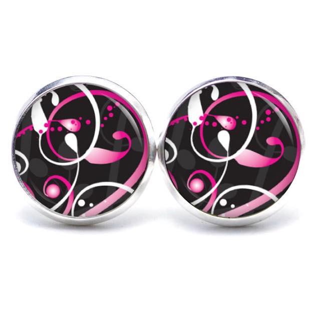 Druckknopf Ohrstecker Ohrhänger Farbenspiel rosa weiß Druckknopf Ohrstecker Ohrhänger Farbenspiel rosa weiß