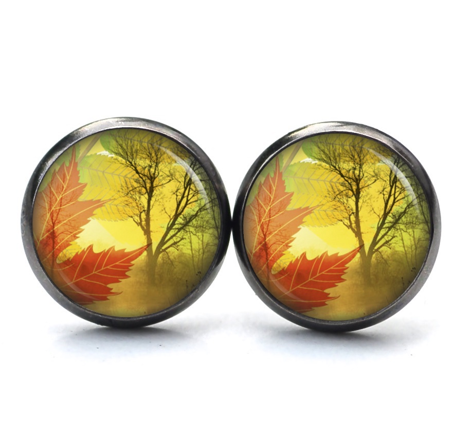 Ohrstecker, Ohrhänger, Clipse & Druckknopf – Motiv Goldener Herbstwald – Schmuck aus Edelstahl Ohrstecker, Ohrhänger, Clipse & Druckknopf - Motiv Goldener Herbstwald - Schmuck aus Edelstahl