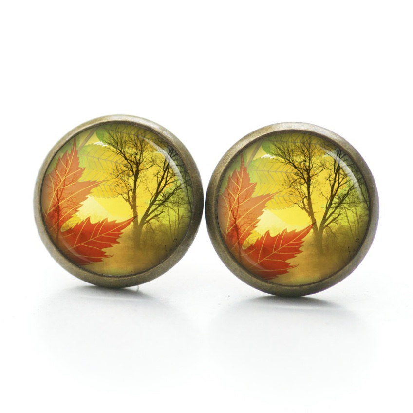 Ohrstecker, Ohrhänger, Clipse & Druckknopf – Motiv Goldener Herbstwald – Schmuck aus Edelstahl Ohrstecker, Ohrhänger, Clipse & Druckknopf - Motiv Goldener Herbstwald - Schmuck aus Edelstahl
