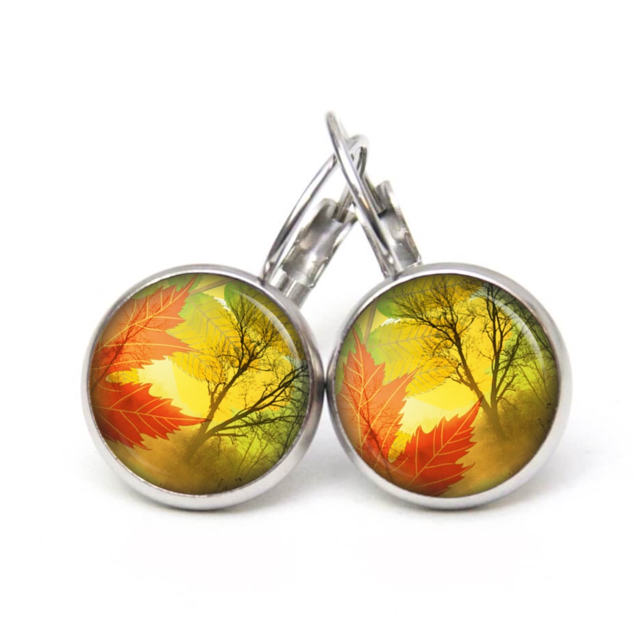 Ohrstecker, Ohrhänger, Clipse & Druckknopf – Motiv Goldener Herbstwald – Schmuck aus Edelstahl Ohrstecker, Ohrhänger, Clipse & Druckknopf - Motiv Goldener Herbstwald - Schmuck aus Edelstahl