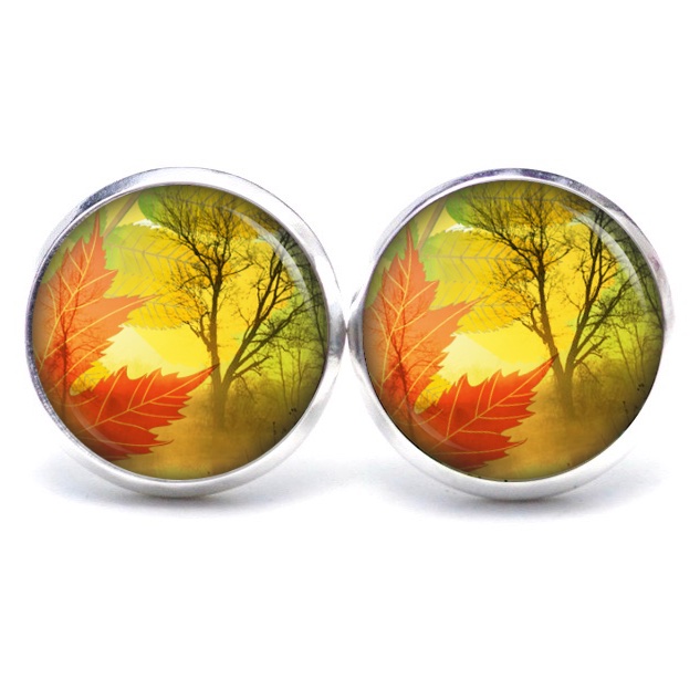 Ohrstecker, Ohrhänger, Clipse & Druckknopf – Motiv Goldener Herbstwald – Schmuck aus Edelstahl Ohrstecker, Ohrhänger, Clipse & Druckknopf - Motiv Goldener Herbstwald - Schmuck aus Edelstahl