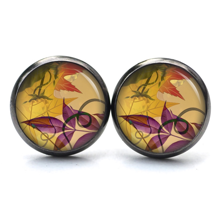 Ohrstecker, Ohrhänger, Clipse & Druckknopf – Motiv Herbststimmung lila Blatt – Schmuck aus Edelstahl Ohrstecker, Ohrhänger, Clipse & Druckknopf - Motiv Herbststimmung lila Blatt - Schmuck aus Edelstahl