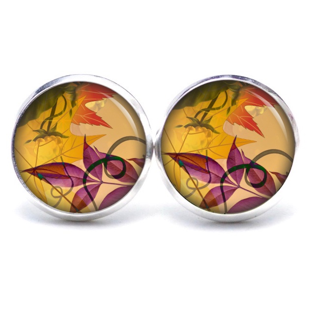 Ohrstecker, Ohrhänger, Clipse & Druckknopf – Motiv Herbststimmung lila Blatt – Schmuck aus Edelstahl Ohrstecker, Ohrhänger, Clipse & Druckknopf - Motiv Herbststimmung lila Blatt - Schmuck aus Edelstahl