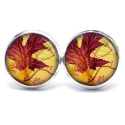Ohrstecker, Ohrhänger, Clipse & Druckknopf - Motiv herbstliches Blatt - Schmuck aus Edelstahl