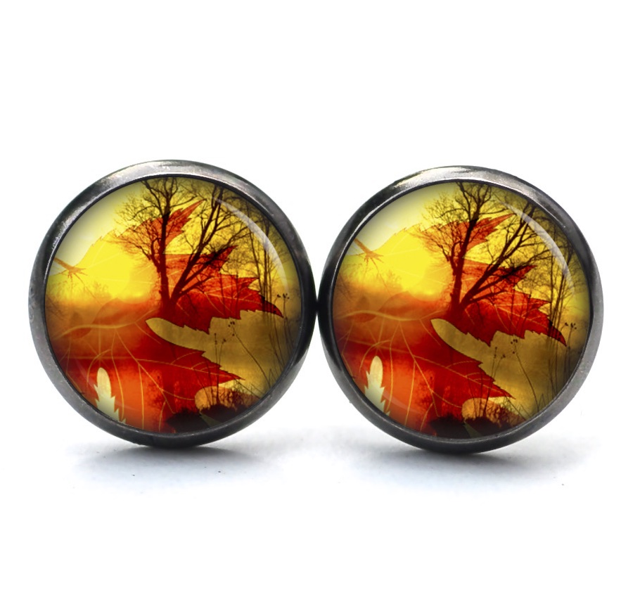Ohrstecker, Ohrhänger, Clipse & Druckknopf – Motiv Ahornblätter im Herbstlicht – Schmuck aus Edelstahl Ohrstecker, Ohrhänger, Clipse & Druckknopf – Motiv Ahornblätter im Herbstlicht – Schmuck aus Edelstahl
