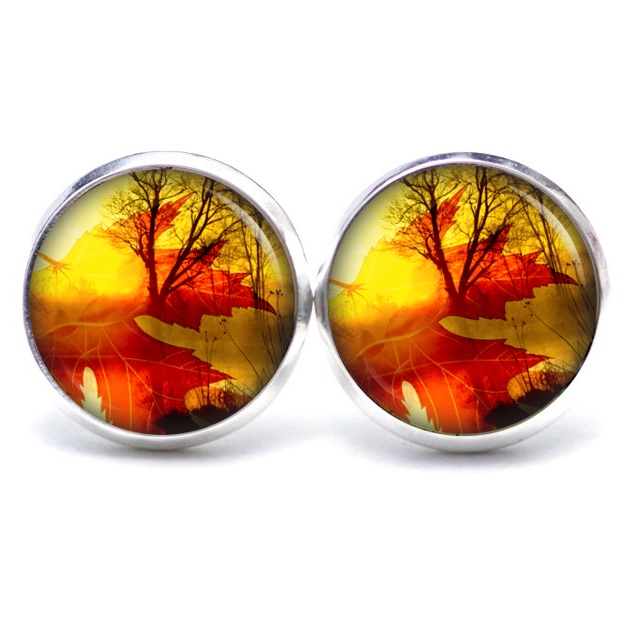 Ohrstecker, Ohrhänger, Clipse & Druckknopf – Motiv Ahornblätter im Herbstlicht – Schmuck aus Edelstahl Ohrstecker, Ohrhänger, Clipse & Druckknopf – Motiv Ahornblätter im Herbstlicht – Schmuck aus Edelstahl