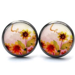 Druckknopf Ohrstecker Ohrhänger Clipse – Motiv herbstliche Sonnenblume Druckknopf Ohrstecker Ohrhänger Clipse - Motiv herbstliche Sonnenblume