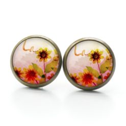 Druckknopf Ohrstecker Ohrhänger Clipse – Motiv herbstliche Sonnenblume Druckknopf Ohrstecker Ohrhänger Clipse - Motiv herbstliche Sonnenblume