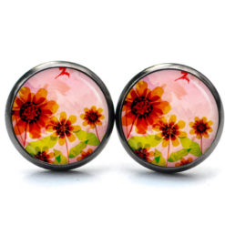Druckknopf Ohrstecker Ohrhänger spätsommer Sonnenblume rosa Druckknopf Ohrstecker Ohrhänger spätsommer Sonnenblume rosa