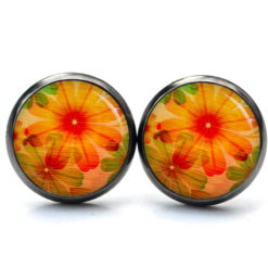 Druckknopf Ohrstecker Ohrhänger Clipse Herbst Blumen in Orange Druckknopf Ohrstecker Ohrhänger Clipse Herbst Blumen in Orange