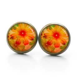 Druckknopf Ohrstecker Ohrhänger Clipse Herbst Blumen in Orange Druckknopf Ohrstecker Ohrhänger Clipse Herbst Blumen in Orange