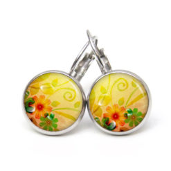 Druckknopf Ohrstecker Ohrhänger Clipse sommerlich gelbe Blumen Druckknopf Ohrstecker Ohrhänger Clipse sommerlich gelbe Blumen