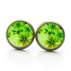Ohrstecker, Ohrhänger, Clipse & Druckknopf - Motiv Grüne Blumen - Schmuck aus Edelstahl