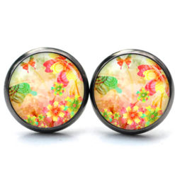 Druckknopf Ohrstecker Ohrhänger Schmetterling Blumen orange gelb rot Druckknopf Ohrstecker Ohrhänger Schmetterling Blumen orange gelb rot