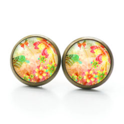 Druckknopf Ohrstecker Ohrhänger Schmetterling Blumen orange gelb rot Druckknopf Ohrstecker Ohrhänger Schmetterling Blumen orange gelb rot