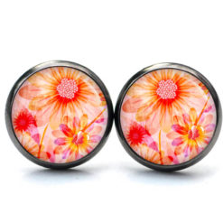 Druckknopf Ohrstecker Ohrhänger große Sonnenblume rot rosa gelb Druckknopf Ohrstecker Ohrhänger große Sonnenblume rot rosa gelb
