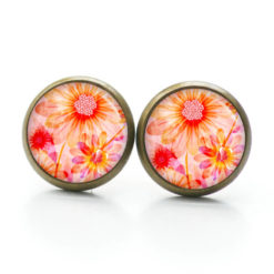 Druckknopf Ohrstecker Ohrhänger große Sonnenblume rot rosa gelb Druckknopf Ohrstecker Ohrhänger große Sonnenblume rot rosa gelb